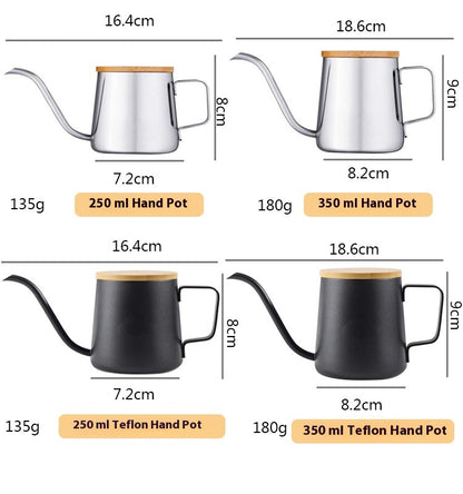 Stainless steel mini ear hanging hand brew kettle with wooden lid