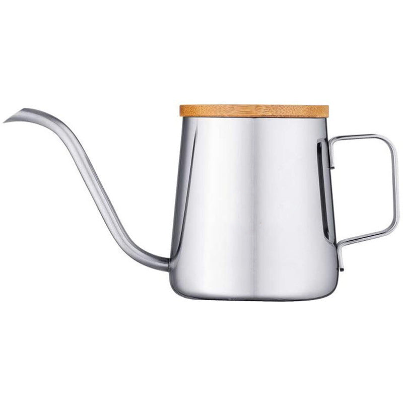 Stainless steel mini ear hanging hand brew kettle with wooden lid