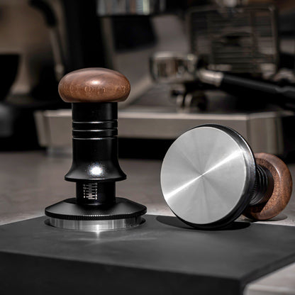 COFFEE ART Spring Loaded 304 stainless steel walnut coffee tamper 51 MM、53MM、58MM.