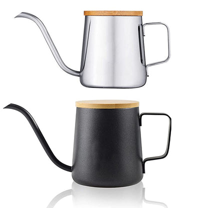 Stainless steel mini ear hanging hand brew kettle with wooden lid