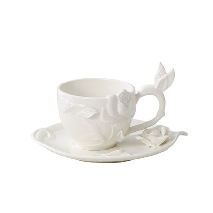 Hand-Carved European Relief Ceramic Coffee Cup