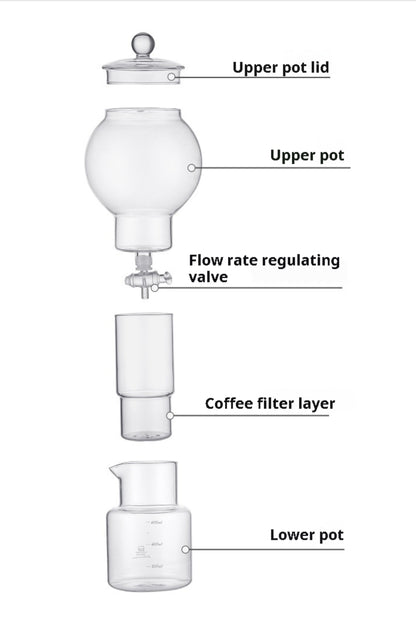 "Ice Drip Coffee Maker, Cold Brew European Style Coffee Maker with Adjustable Drip Valve for Slow Cold Brew"