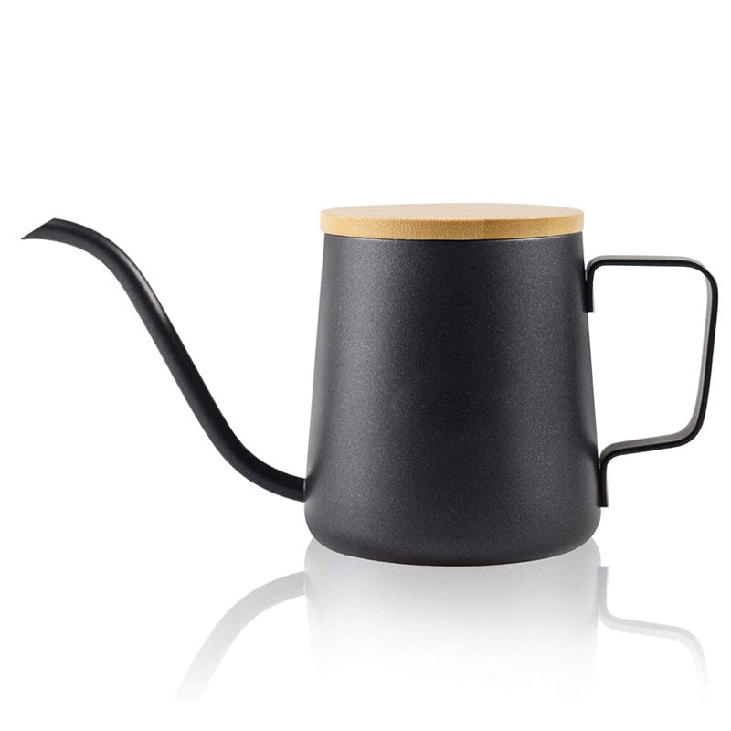 Stainless steel mini ear hanging hand brew kettle with wooden lid