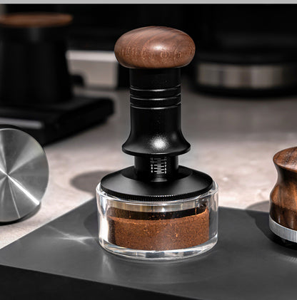 COFFEE ART Spring Loaded 304 stainless steel walnut coffee tamper 51 MM、53MM、58MM.